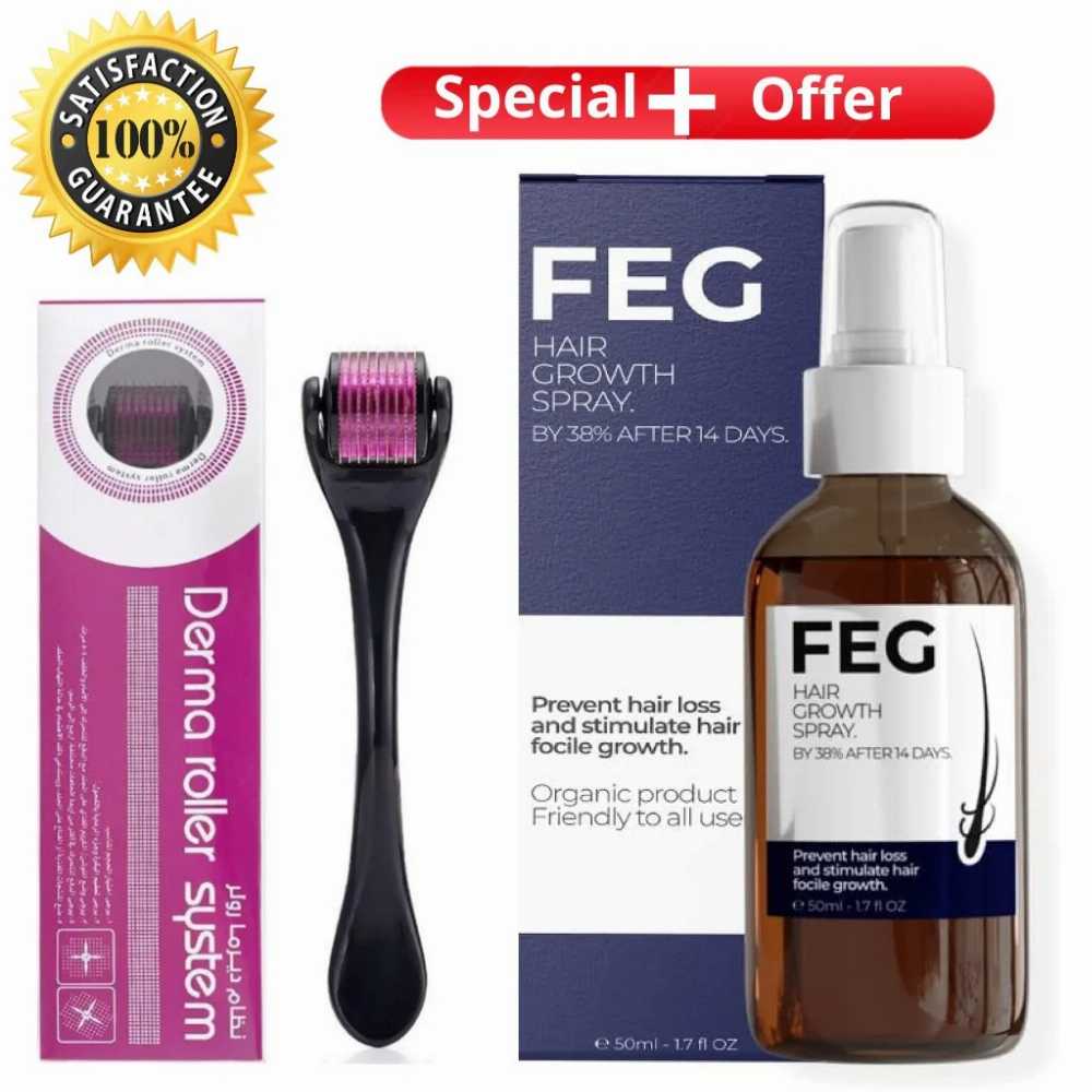 FEG Hair Growth Spray Plus With Free Derma Roller, Suitable For Both Men and Women
